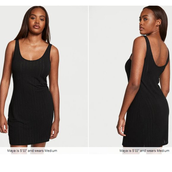 Victoria's Secret Other - VICTORIA'S SECRET Luxe Modal Ribbed Slip / Nightgown Black Sexy NWT